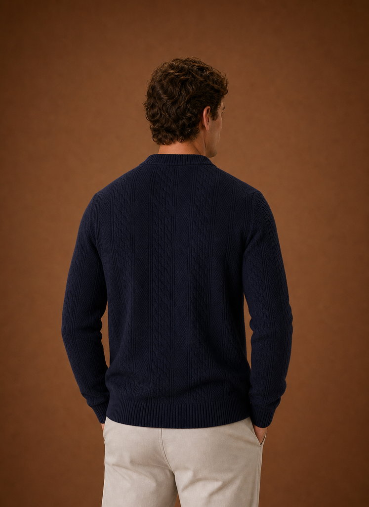 Men's Cable Knit Cardigan - V-Neck Button Front Sweater | Areleon