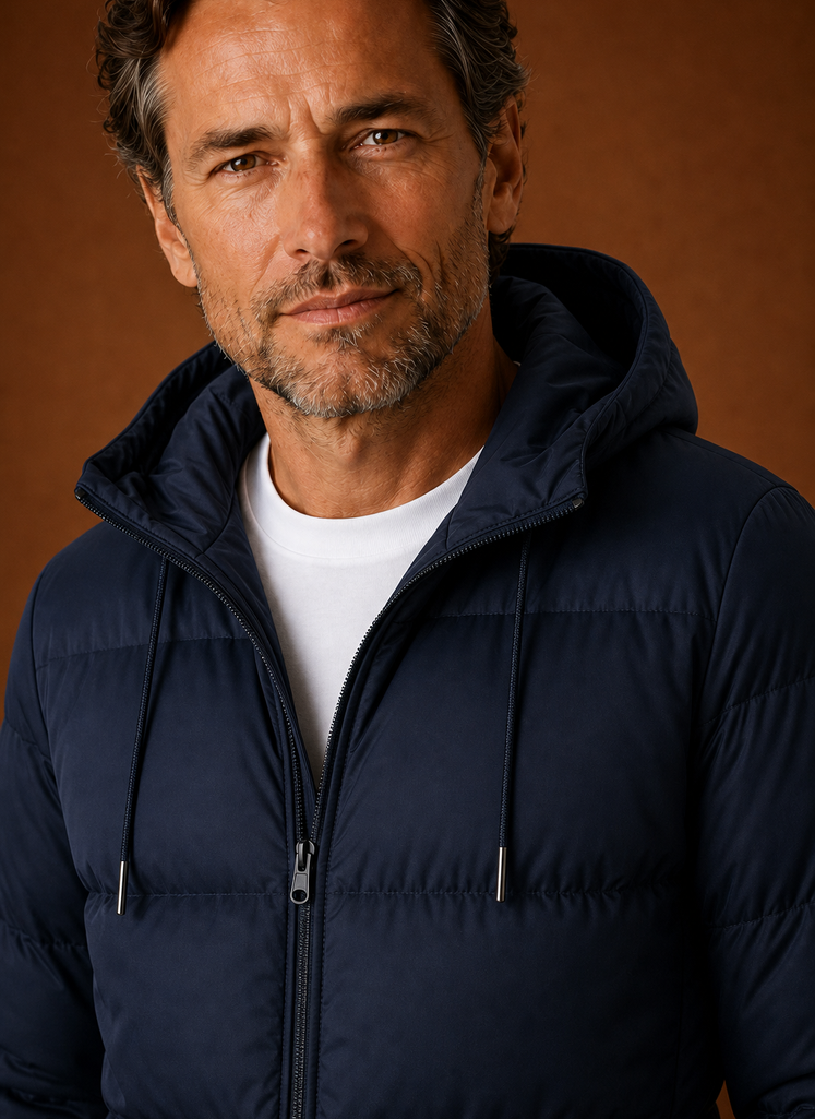 Men's Puffer Jacket Hooded Zip Front Cold-Weather Coat | Areleon