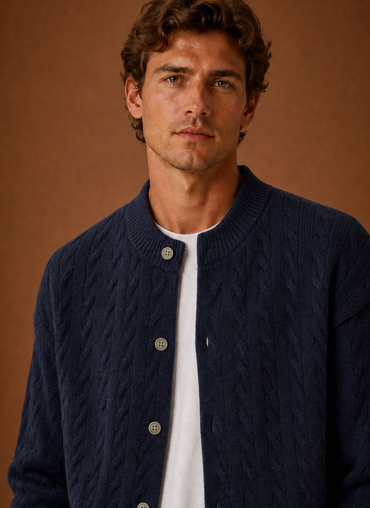 Men's Cable Knit Cardigan - Button Front Sweater | Areleon