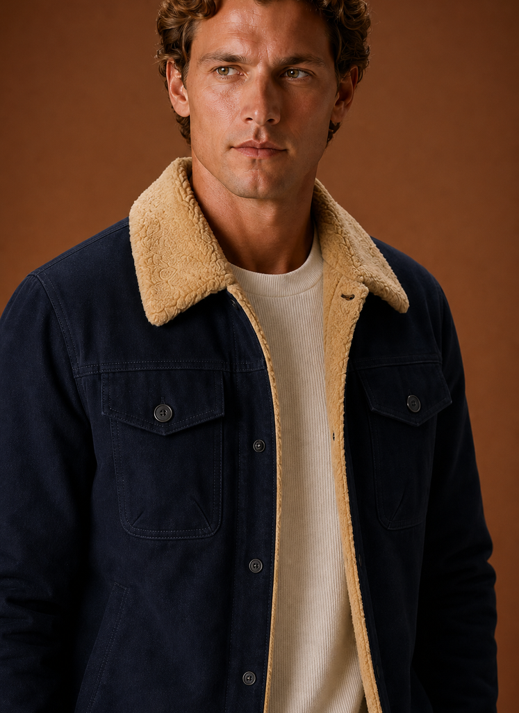 Men's Sherpa Jacket - Fleece Collar Lined Casual Jacket | Areleon