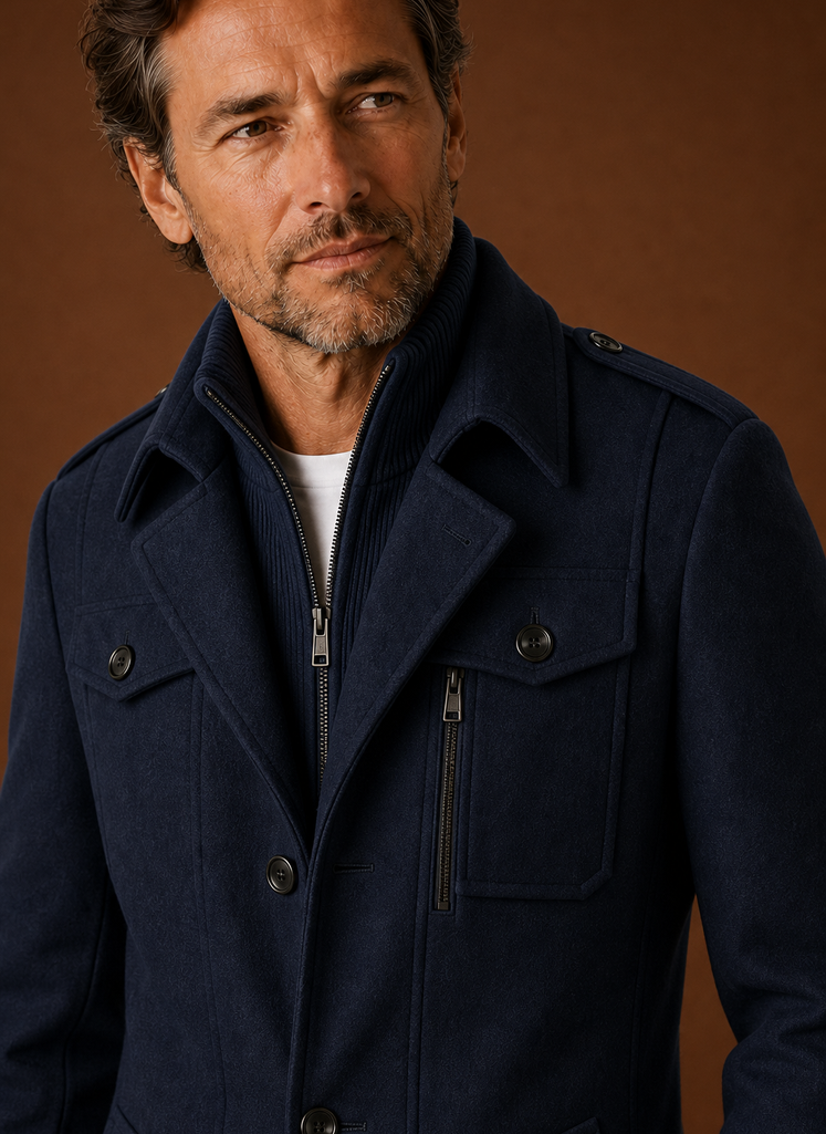 Men's Mid-Long Coat - Wool Blend Overcoat | Areleon