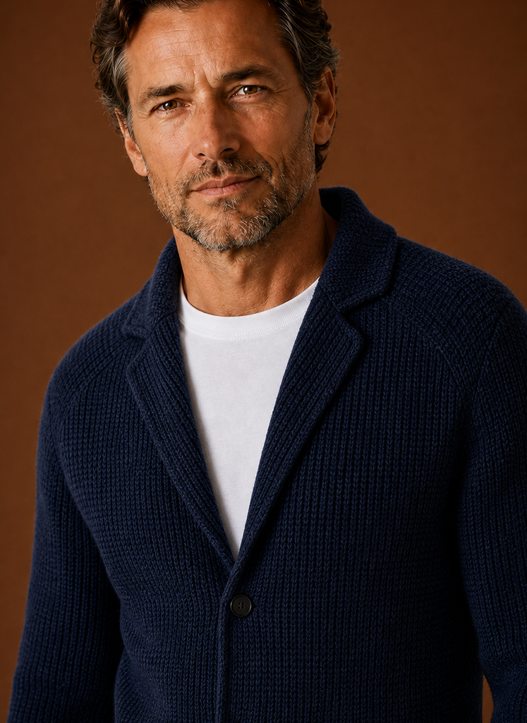 Men's Knit Blazer Cardigan - Button Front Layering Jacket | Areleon