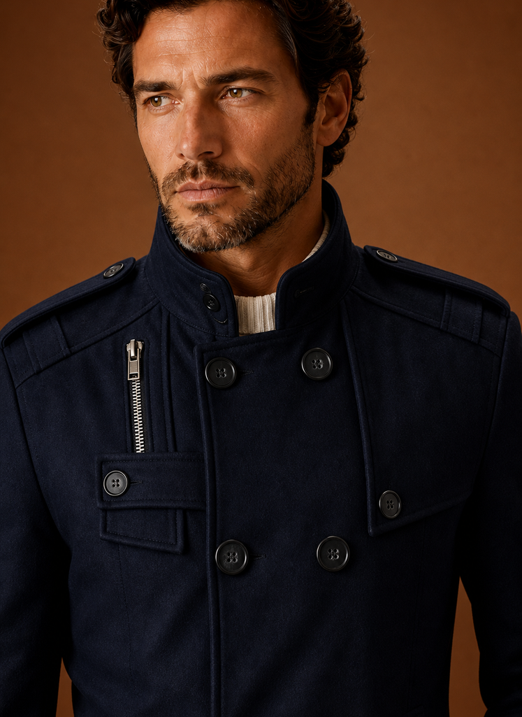 Men's Overcoat - Double-Breasted Button-Front Coat | Areleon