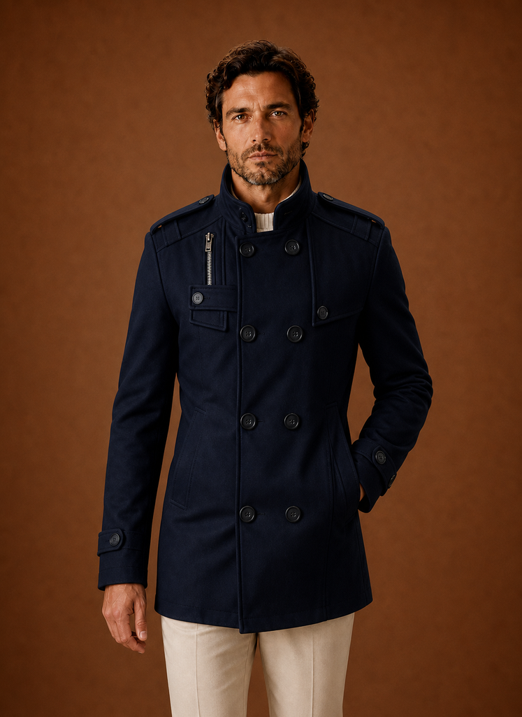Men's Overcoat - Double-Breasted Button-Front Coat | Areleon