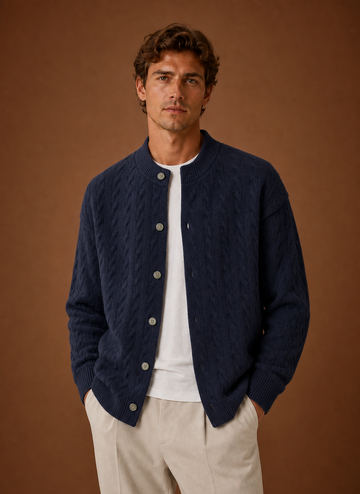 Men's Cable Knit Cardigan - Button Front Sweater | Areleon