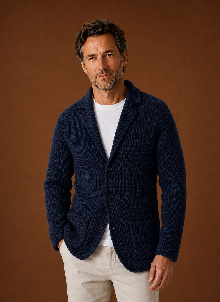 Men's Knit Blazer Cardigan - Button Front Layering Jacket | Areleon