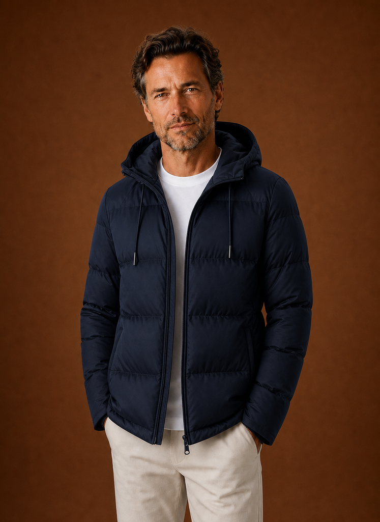 Men's Puffer Jacket Hooded Zip Front Cold-Weather Coat | Areleon