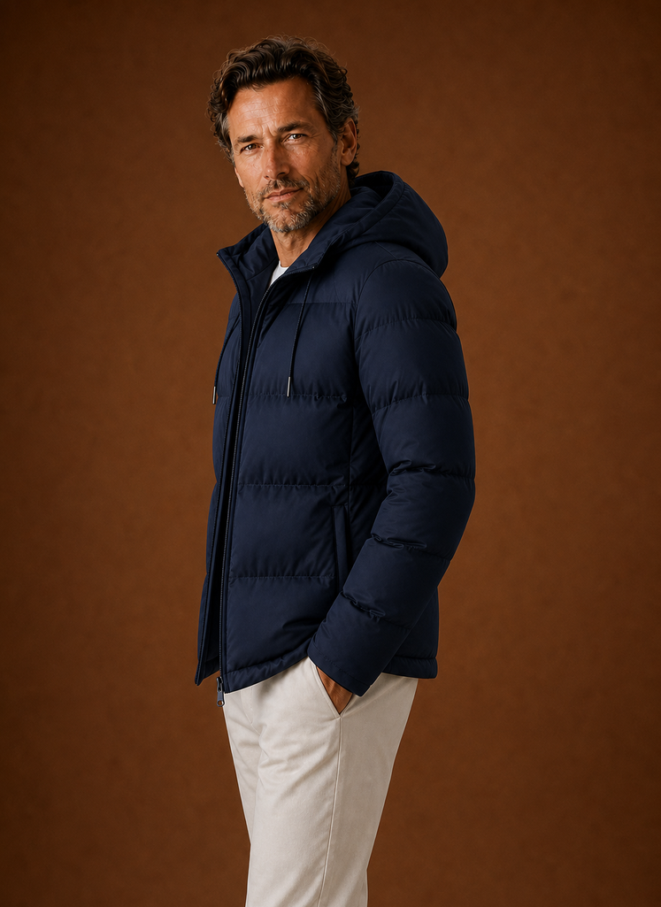 Men's Puffer Jacket Hooded Zip Front Cold-Weather Coat | Areleon