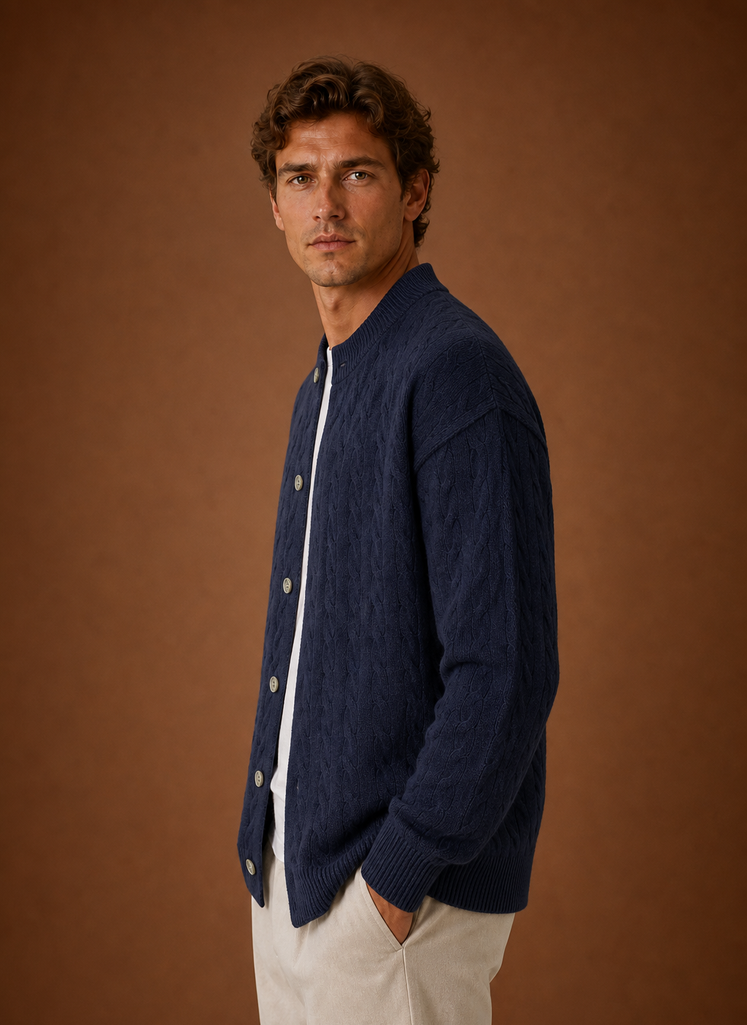 Men's Cable Knit Cardigan - Button Front Sweater | Areleon