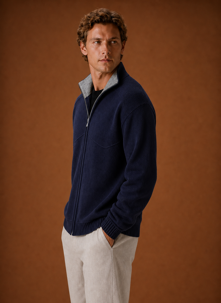 Men's Knit Cardigan - Full-Zip Sweater Jacket | Areleon
