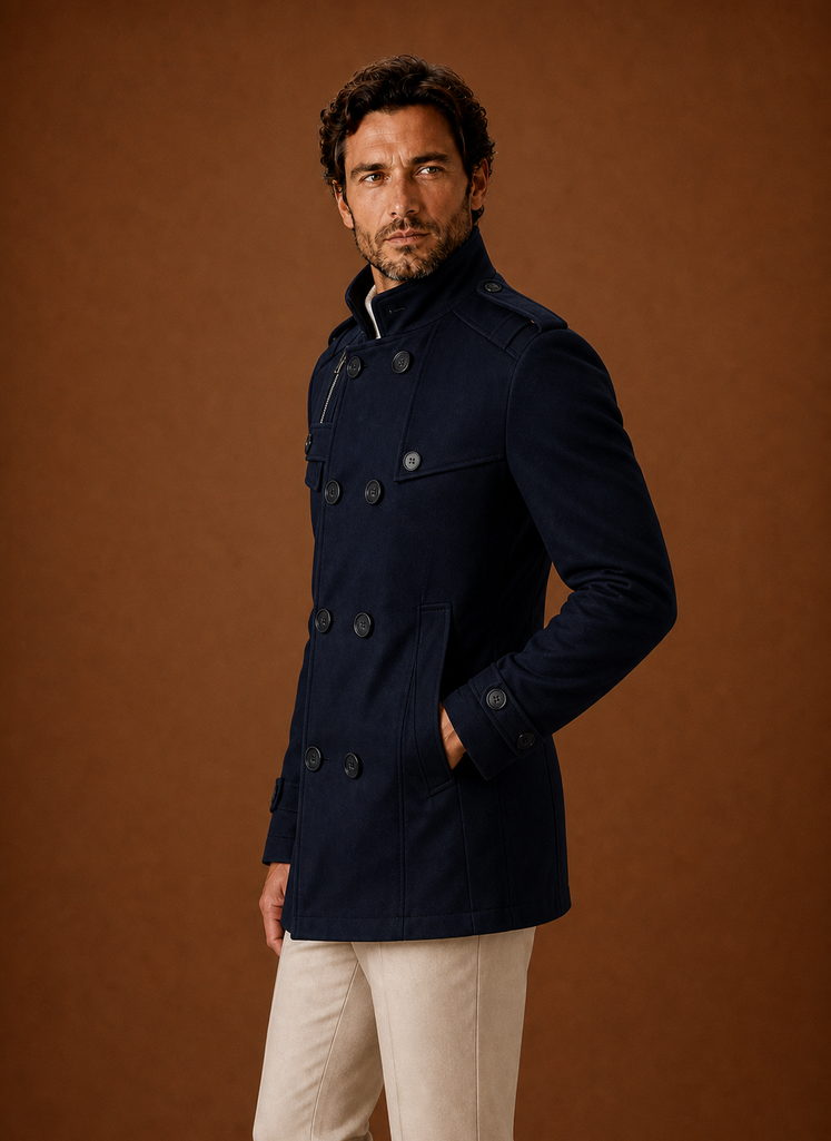 Men's Overcoat - Double-Breasted Button-Front Coat | Areleon