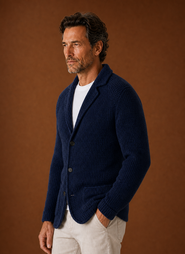 Men's Knit Blazer Cardigan - Button Front Layering Jacket | Areleon