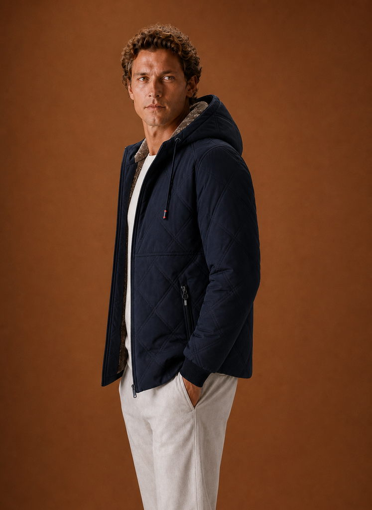 Men's Quilted Puffer Jacket - Hooded Faux-Fur Lined Winter Coat | Areleon