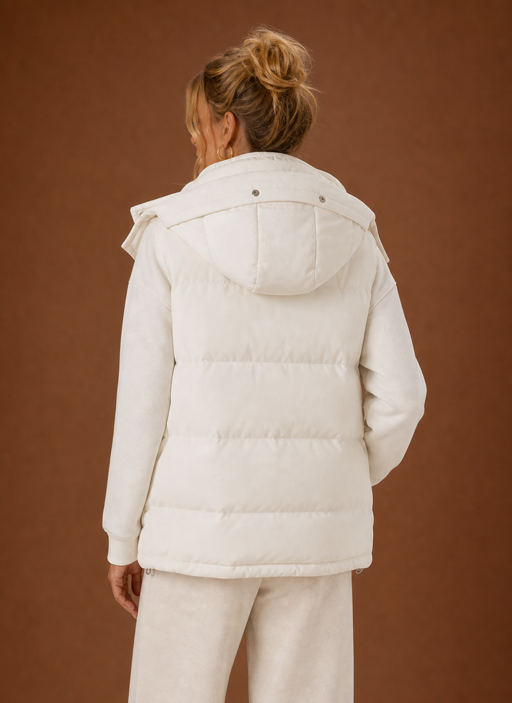 Women's Puffer Vest - Oversized Hooded Sleeveless Jacket | Areleon