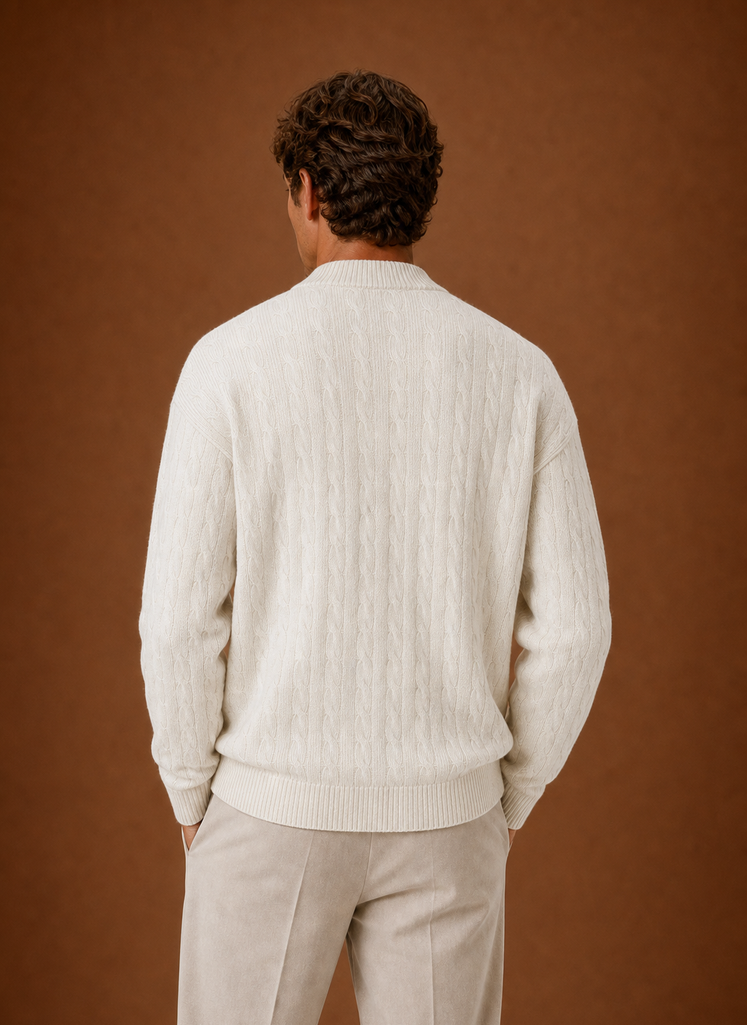 Men's Cable Knit Cardigan - Button Front Sweater | Areleon