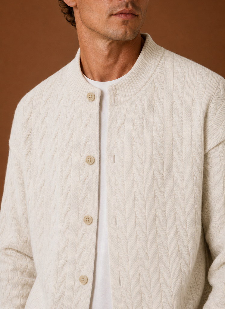 Men's Cable Knit Cardigan - Button Front Sweater | Areleon