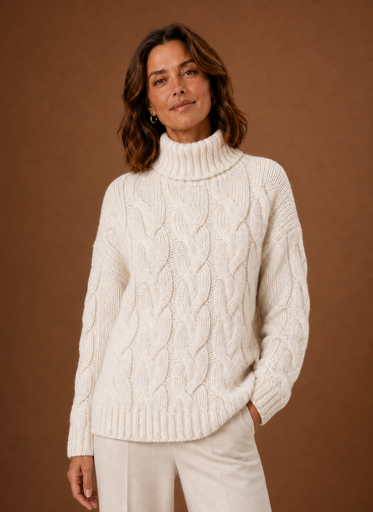 Women's Cable Knit Sweater - Pullover Knitwear | Areleon