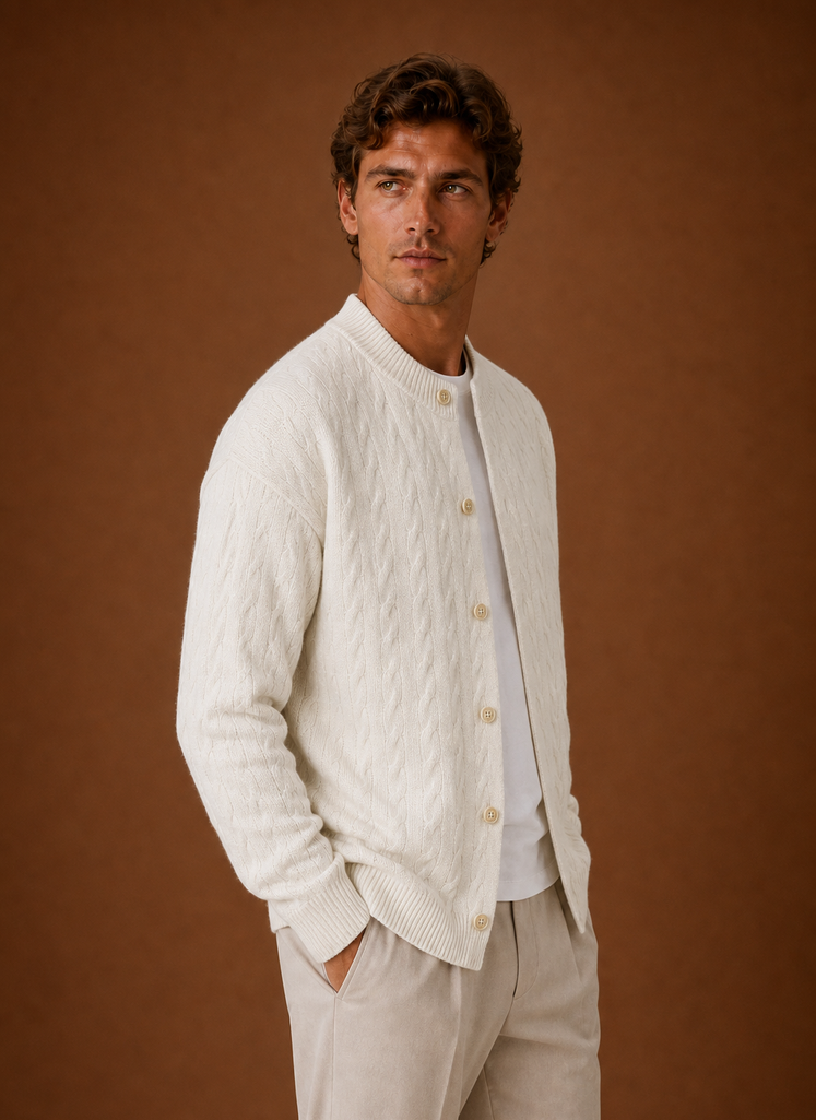 Men's Cable Knit Cardigan - Button Front Sweater | Areleon