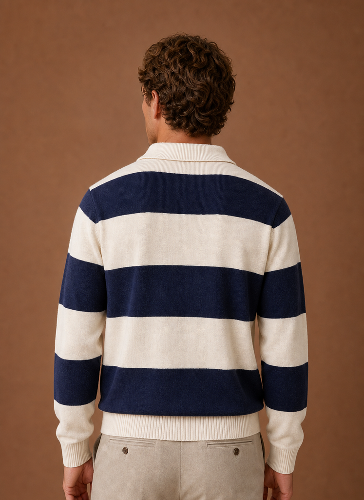 Men’s Striped Knit Polo Sweater | Areleon