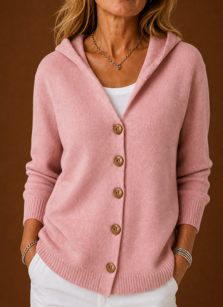 Women's Knit Cardigan - Hooded Button-Front Sweater | Areleon