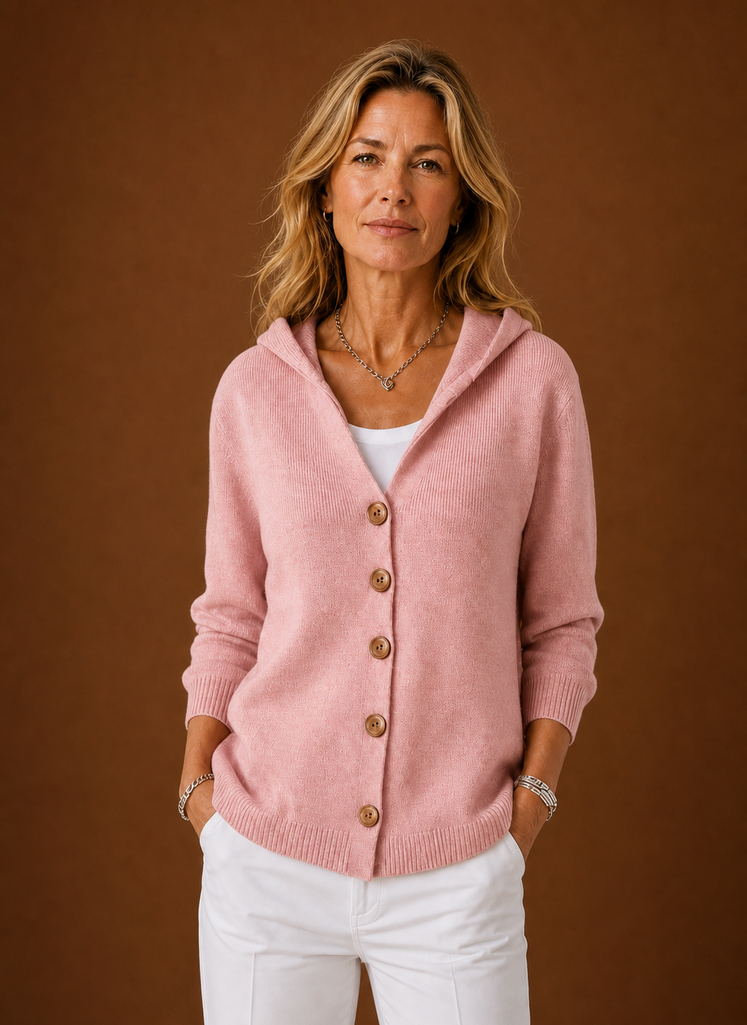 Women's Knit Cardigan - Hooded Button-Front Sweater | Areleon