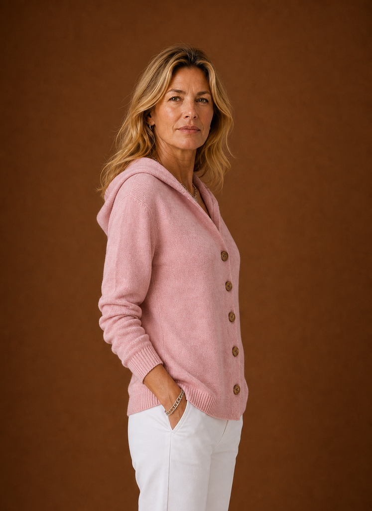 Women's Knit Cardigan - Hooded Button-Front Sweater | Areleon
