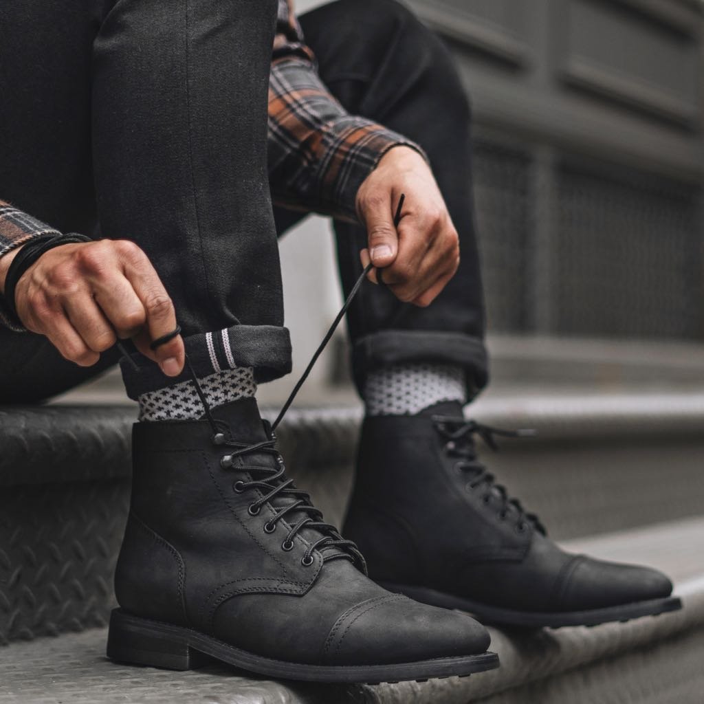 Men's Genuine Leather Cap Toe Boots