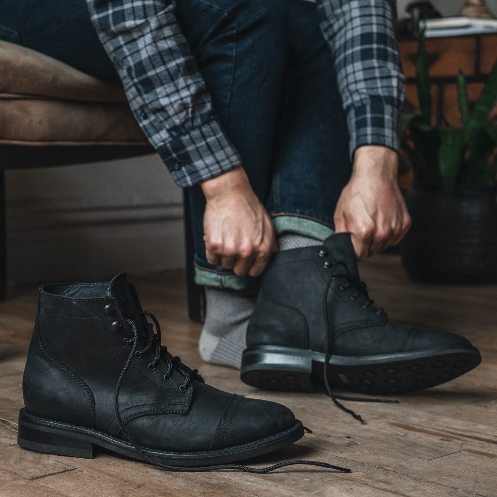 Men's Genuine Leather Cap Toe Boots