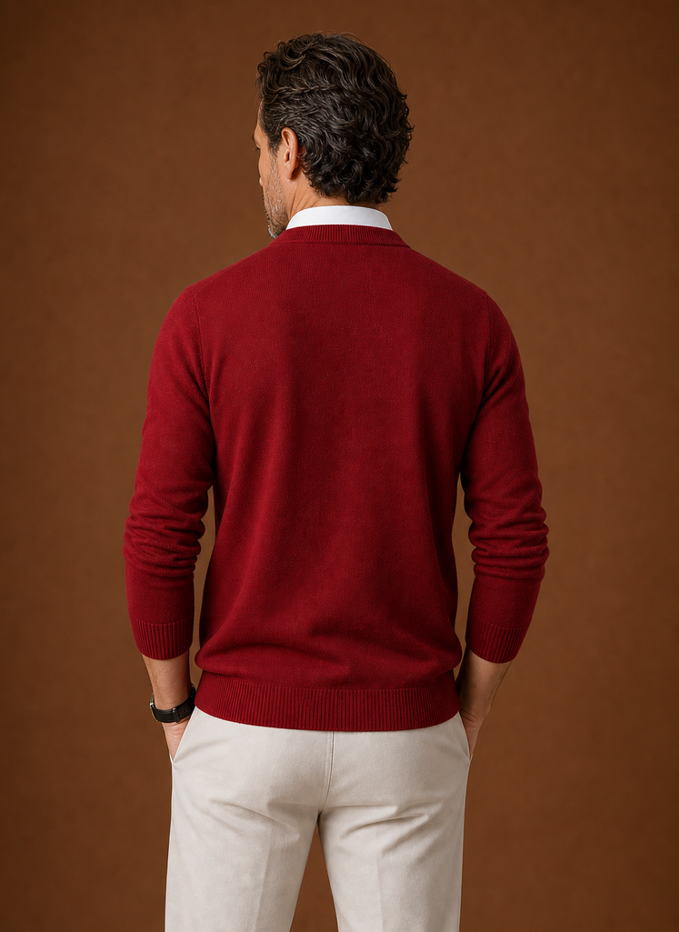 Men's V-Neck Knit Sweater - Casual Pullover | Areleon