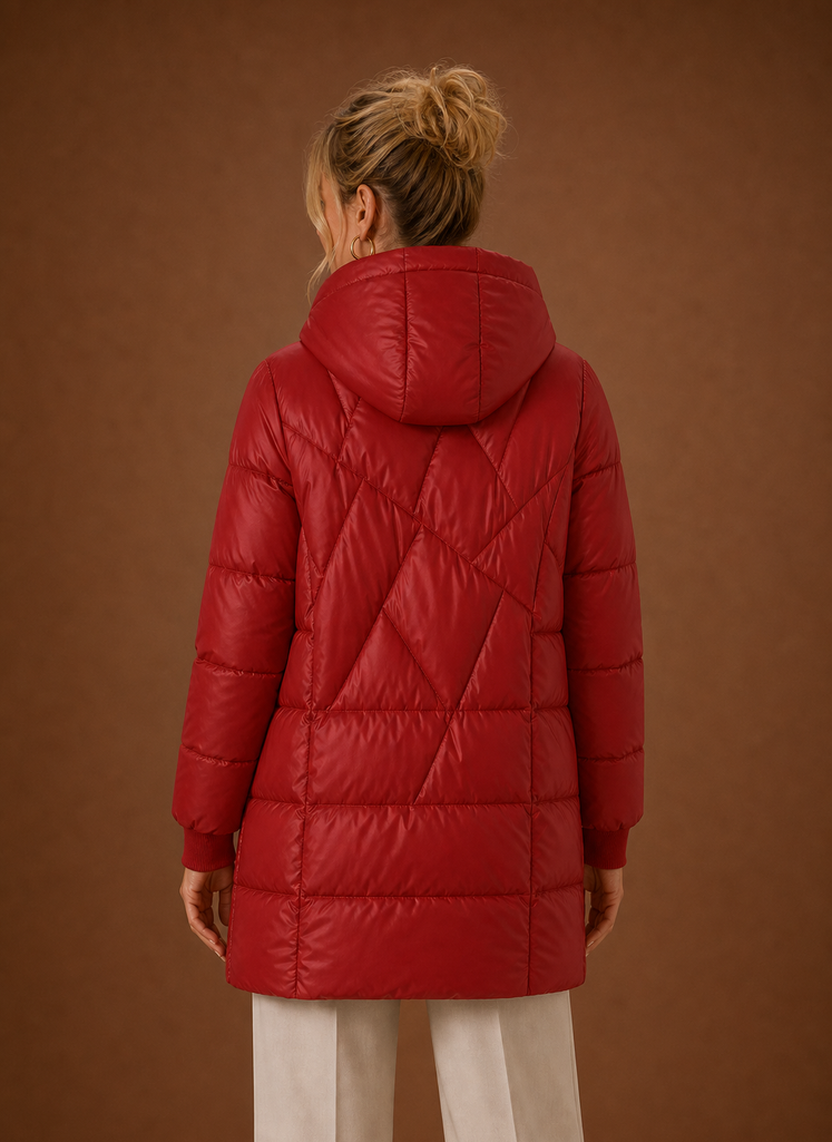 Women's Long Puffer Jacket - Hooded Winter Coat | Areleon