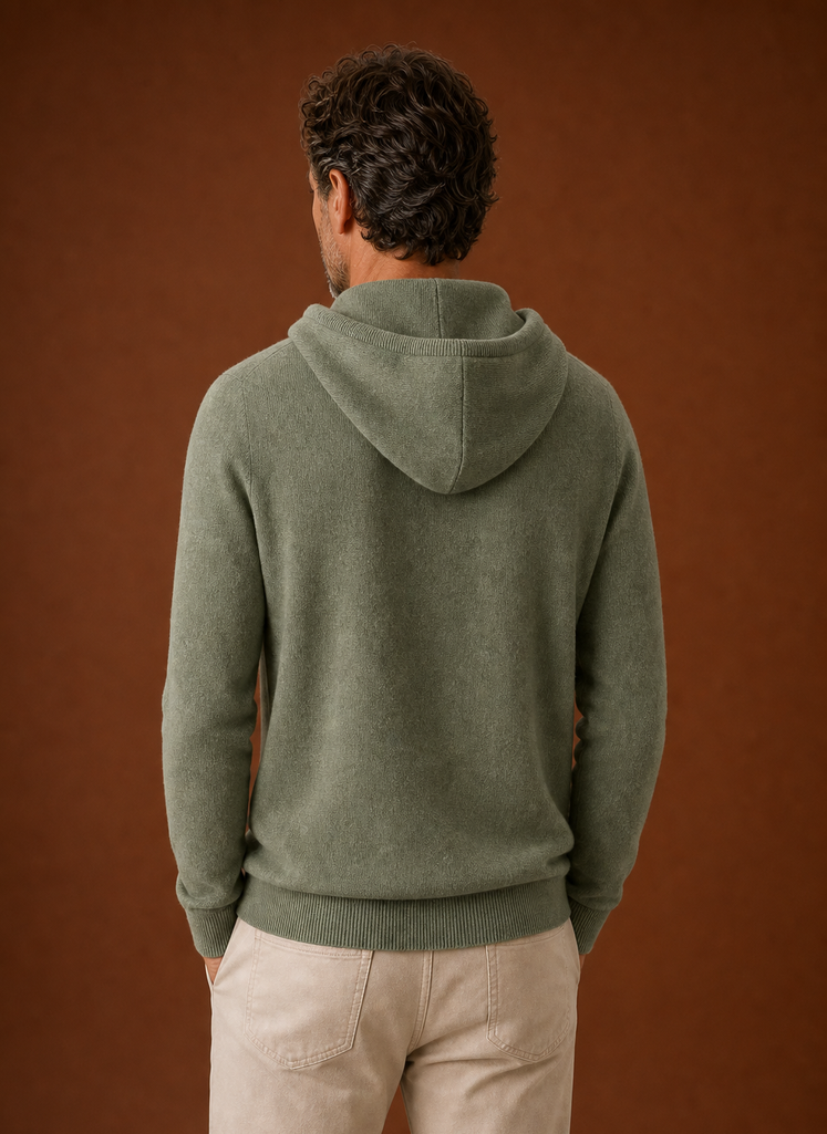 Men's Cashmere-Look Hooded Sweater - Knitted Pullover | Areleon
