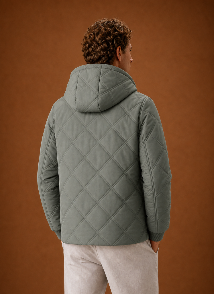 Men's Quilted Puffer Jacket - Hooded Faux-Fur Lined Winter Coat | Areleon