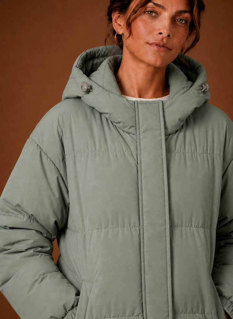 Women's Puffer Jacket - Hooded Winter Coat | Areleon