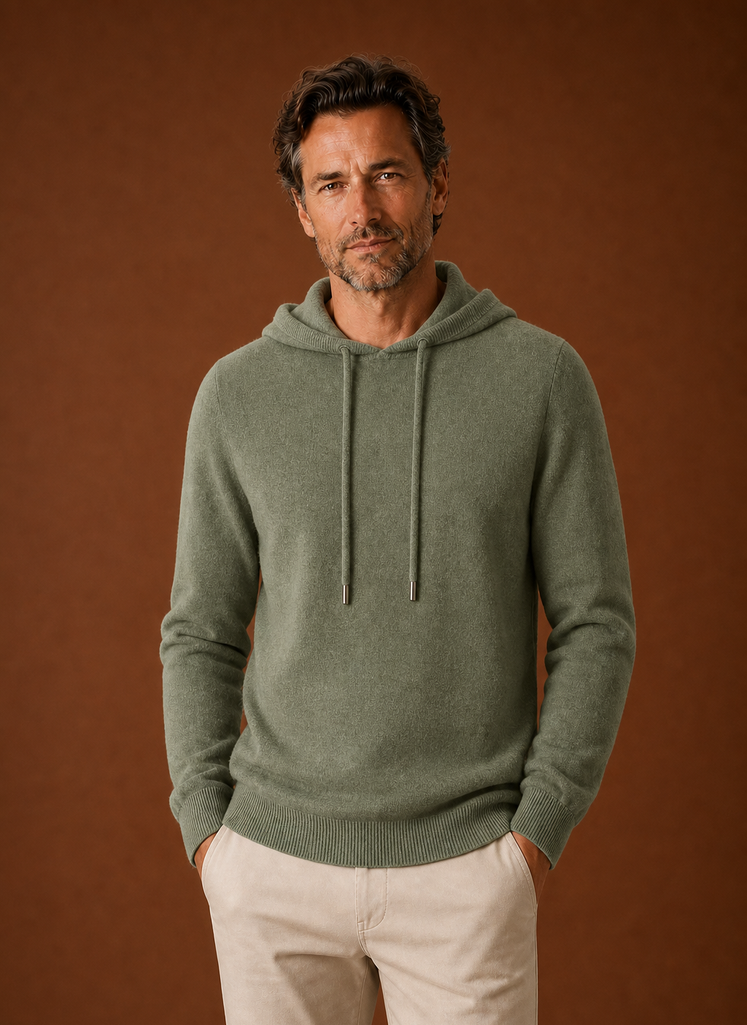 Men's Cashmere-Look Hooded Sweater - Knitted Pullover | Areleon