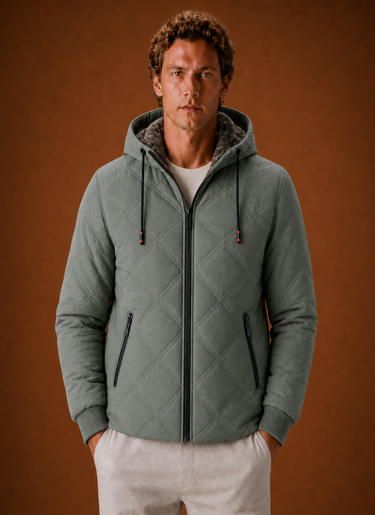 Men's Quilted Puffer Jacket - Hooded Faux-Fur Lined Winter Coat | Areleon