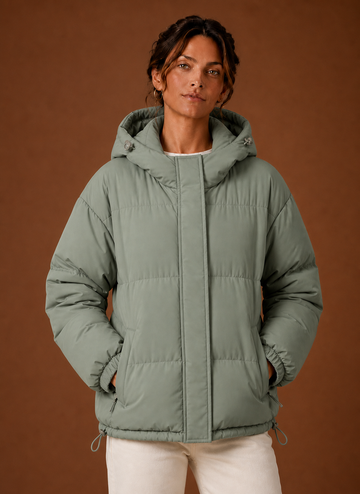 Women's Puffer Jacket - Hooded Winter Coat | Areleon