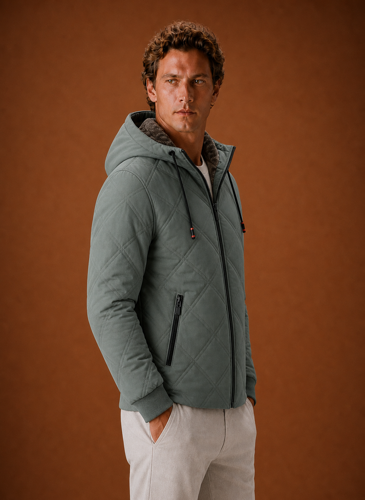 Men's Quilted Puffer Jacket - Hooded Faux-Fur Lined Winter Coat | Areleon