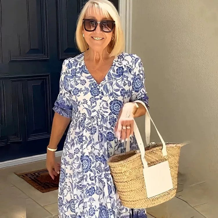 Floral Button Midi Dress