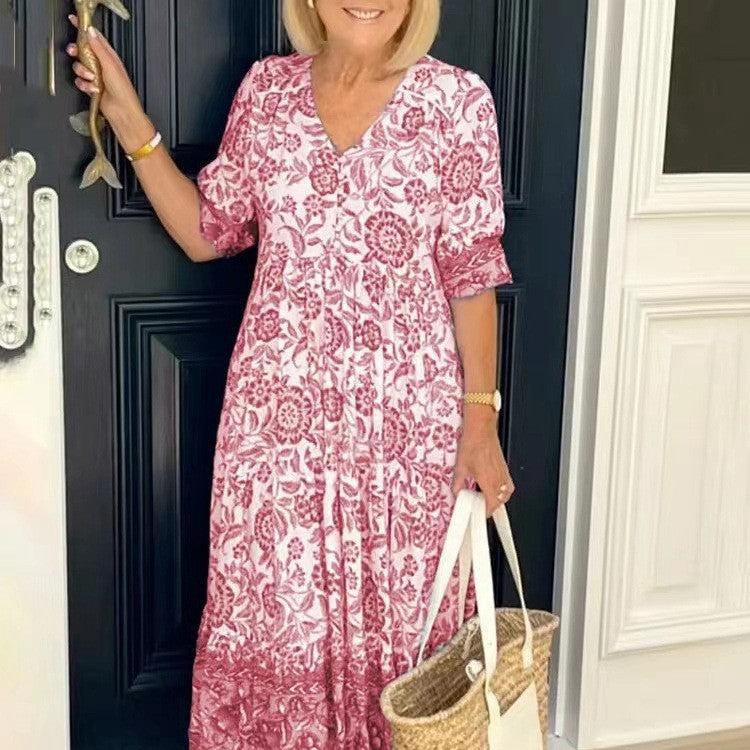 Floral Button Midi Dress