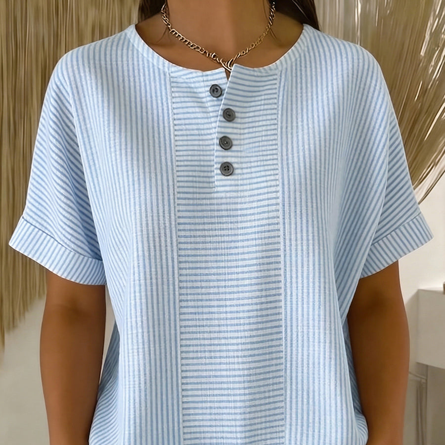 Striped Button Top