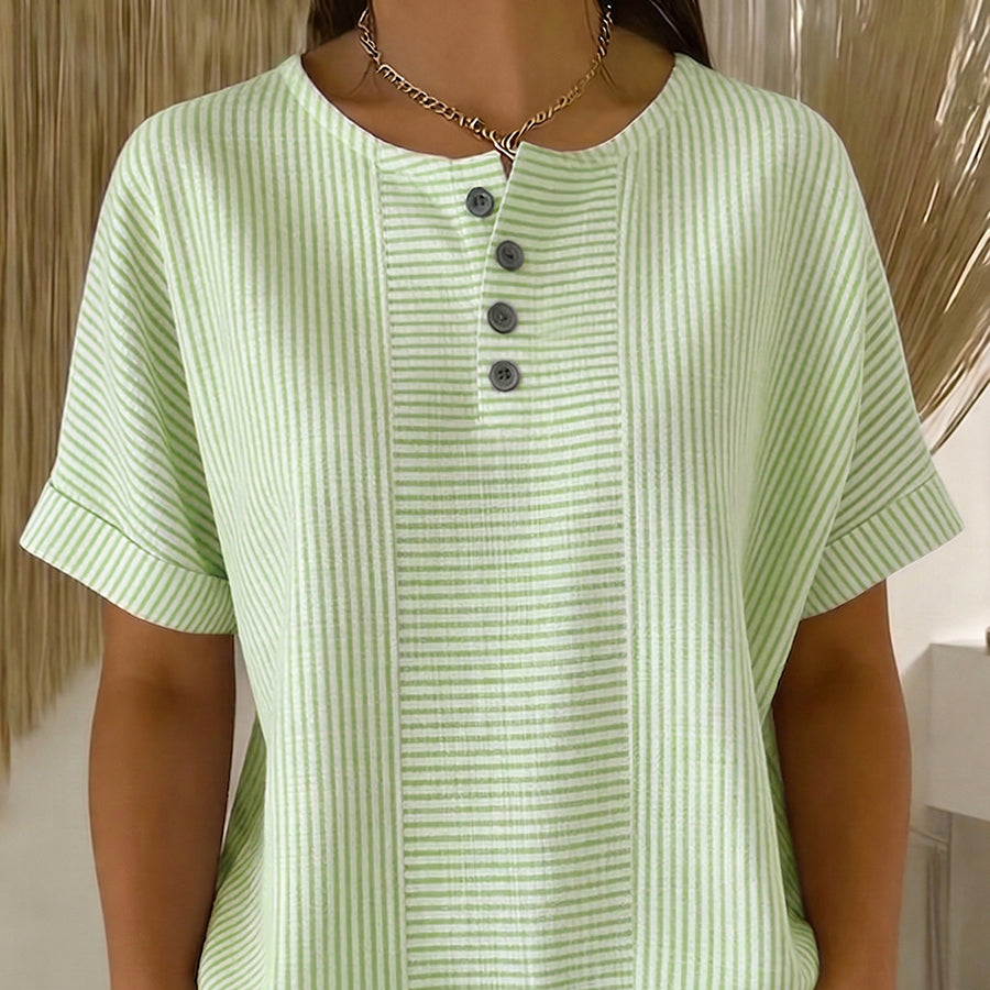 Striped Button Top