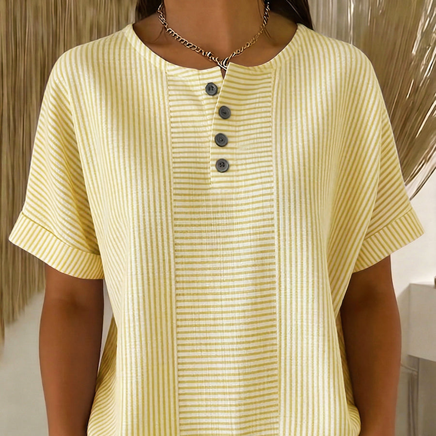 Striped Button Top