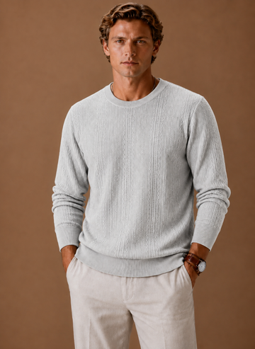 Men's Cable Knit Sweater – Crew Neck Textured Pullover | Areleon