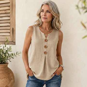 Sleeveless Button Top