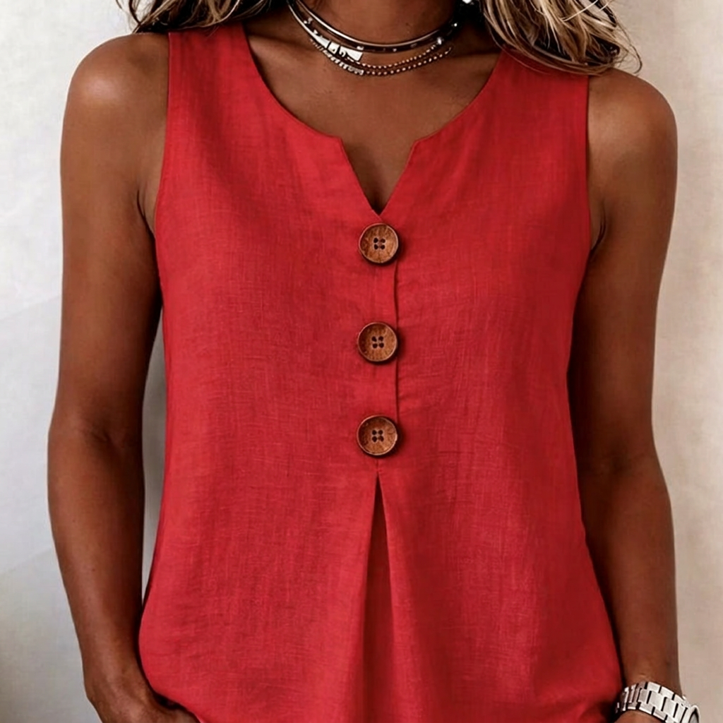Sleeveless Button Top