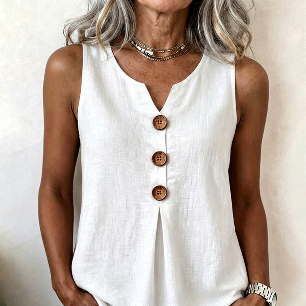 Sleeveless Button Top
