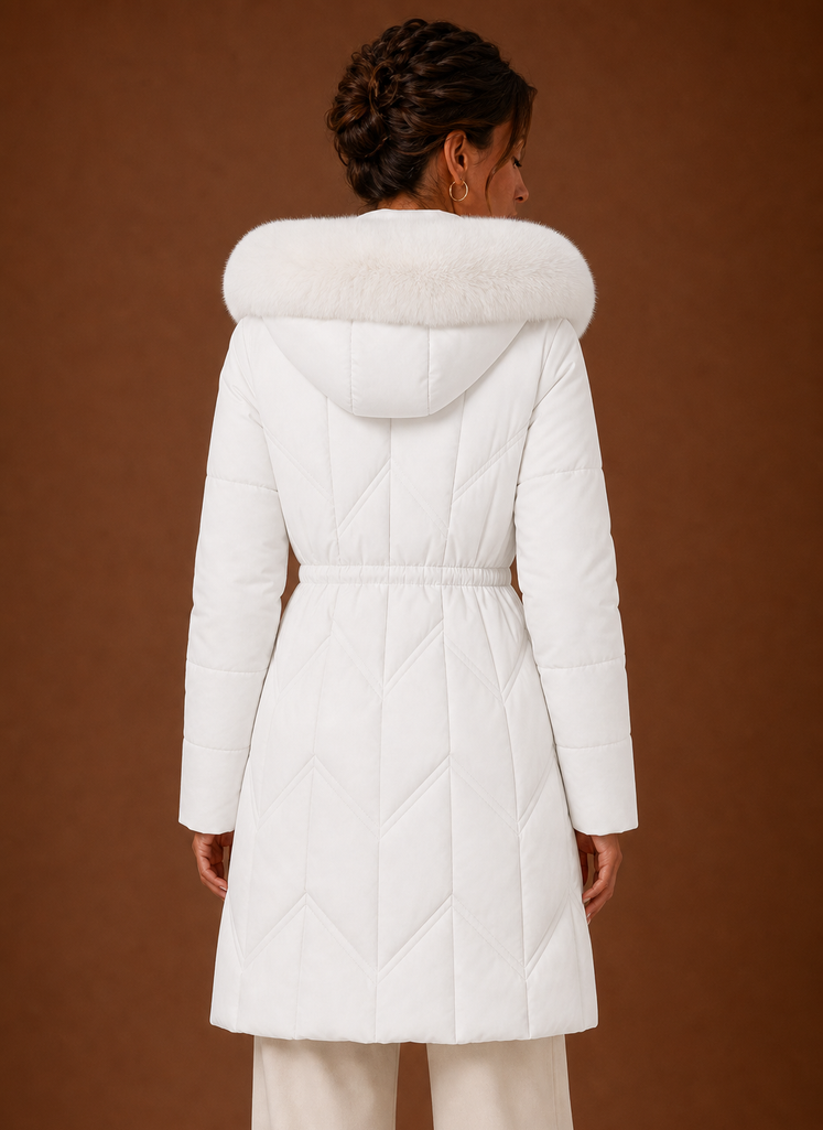 Women's Puffer Coat - Long Faux Fur Hood Winter Coat | Areleon