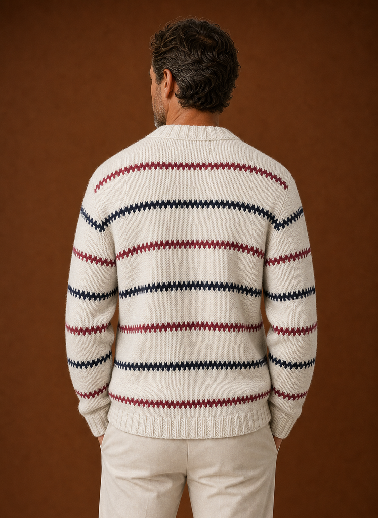 Men's Striped Knit Crewneck Sweater | Areleon
