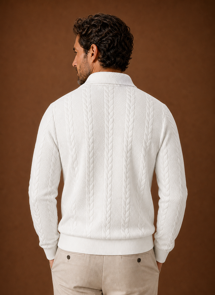 Men’s Cable Knit Quarter Zip Sweater | Areleon