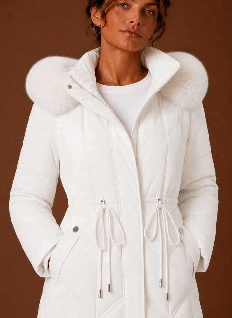 Women's Puffer Coat - Long Faux Fur Hood Winter Coat | Areleon
